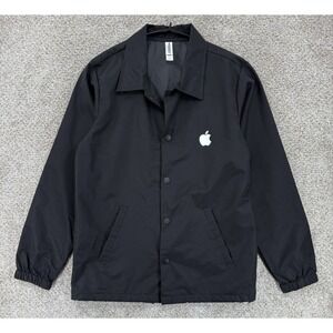 APPLE Computers Coach Jacket Mens XS Black Collared Snap Front Lightweight Nylon